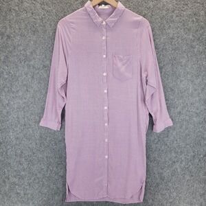 Easel Shirt Dress Womens S Purple White Striped Button Down Pocket Anthropologie